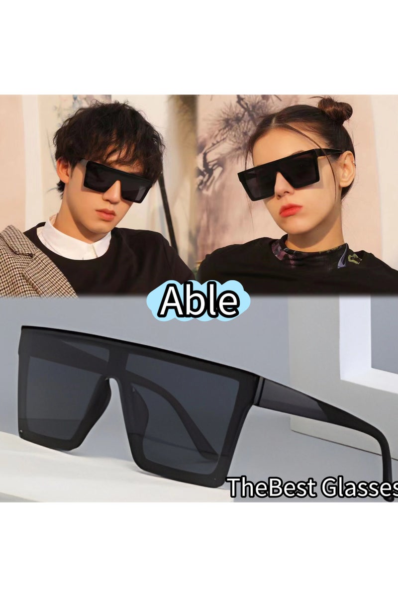ABLE 【2025New Glasse】Unisex Polarized Large Frame Sunglasses - UV400 UV Protection, High-Definition Anti-Glare, Black Frame - Suitable for Fishing/Driving/Travel, Slimming Face Shape, Fashion Accessory - Image 1