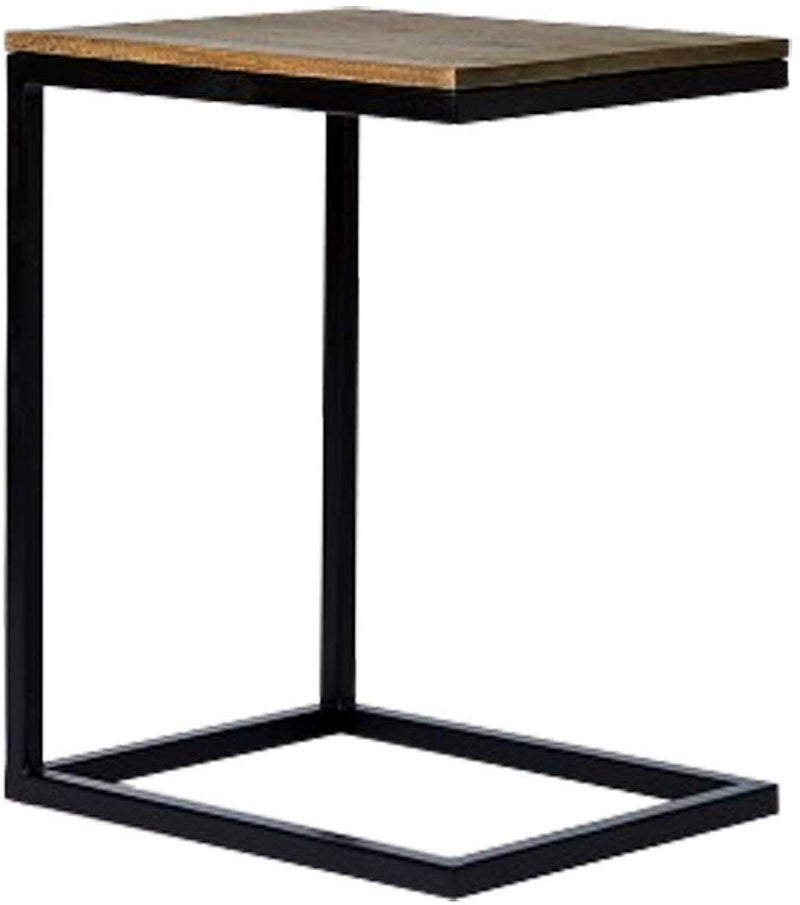 JGS Wooden Iron C Shape Bedside Tables for Bedroom Telephone Table End Table for Living Room Flower Pot Night Stand Table Accent Table Office Furniture for Home Black