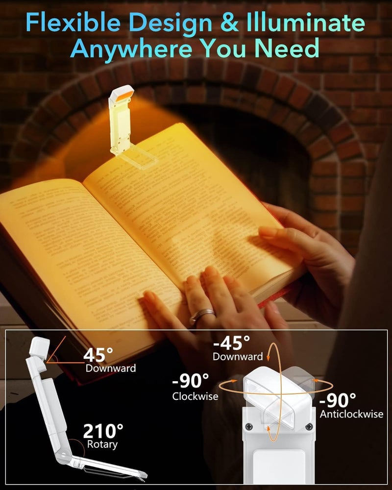 PASHANDOZ Mini Night Reading Lamp Night Reading Light USB Rechargeable Book Reading Light Lamp Book Reading Light with Timer Portable Light with Clip Rechargeable Reading Lamp with 2 Timing Modes - Image 4