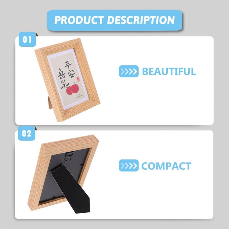 Wooden Photo Frame 6-inch Mdf Natural Wood Color, 2pcs Tabletop and Wall Hanging Photo Display Frames for Home and Office Decor - Image 5