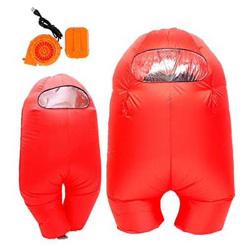 Timisea astronaut costume inflatable costume Funny Halloween Spacesuit Party School Masquerade Game Fans (Red, Kids (100-155cm)) - Image 1