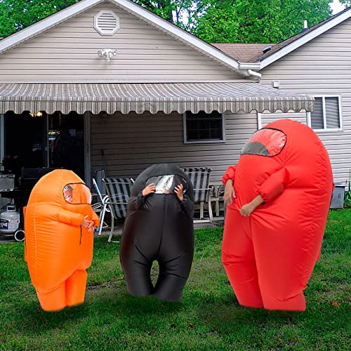Timisea astronaut costume inflatable costume Funny Halloween Spacesuit Party School Masquerade Game Fans (Red, Kids (100-155cm)) - Image 3