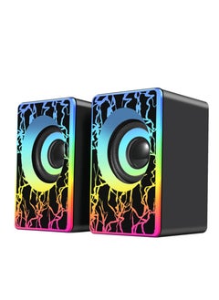 ماركة غير محددة PC Speakers, RGB Computer Speakers for Desktop, 2.0 USB Powered Portable Gaming Speakers with Colorful LED Light, 3.5mm Aux Input Mini Multimedia Speaker Sound Bar for TV Monitors Laptops  - Image 1
