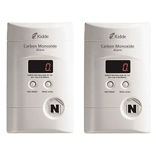 Kidde Carbon Monoxide Detector Plug In Wall with 9Volt Battery Backup Digital LED Display 2 Pack