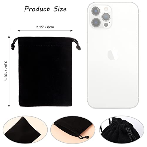 ENNIYU 20PCS Premium Velvet Bags with Drawstring, Black Jewelry bags Pouches Candy Bags, 3x4 Advent Calendar Bags Mini Dice Bags Gift Bags Party Favor Treat Bags for Christmas Jewelry Bracelets - Image 2