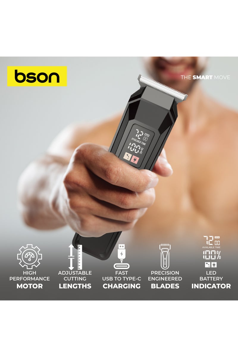 BSON مقص شعر احترافي مع شحن USB C، 6 أطوال قطع قابلة للتعديل، شفرات دقيقة وشاشة LED - محرك عالي الأداء، تصميم صديق للبشرة لتشذيب شعر الرجال - Image 3
