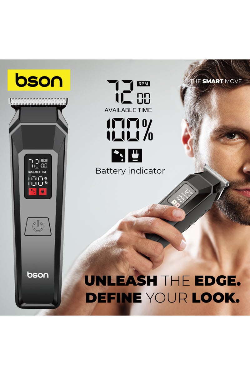 BSON مقص شعر احترافي مع شحن USB C، 6 أطوال قطع قابلة للتعديل، شفرات دقيقة وشاشة LED - محرك عالي الأداء، تصميم صديق للبشرة لتشذيب شعر الرجال - Image 4