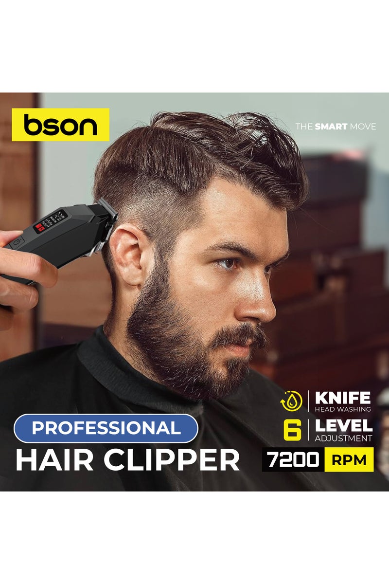 BSON مقص شعر احترافي مع شحن USB C، 6 أطوال قطع قابلة للتعديل، شفرات دقيقة وشاشة LED - محرك عالي الأداء، تصميم صديق للبشرة لتشذيب شعر الرجال - Image 2