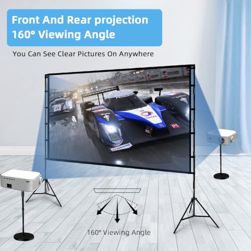 Towond 120 inch Projector Screen with Stand, 4K HD 16:9 Foldable Anti-Crease Indoor Outdoor Movie Screen, Portable Projection Screen for Backyard Theater, Camping, and Office Presentations - Image 5