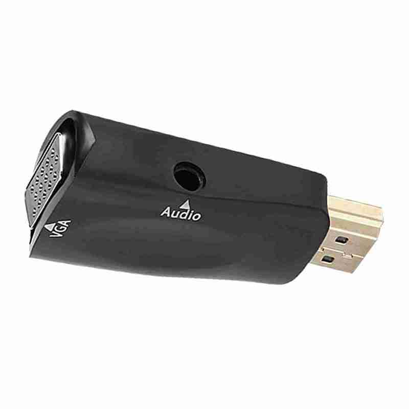 محول HDMI إلى VGA بدقة 1080P باللون الأسود - موصلات مطليه بالذهب ومخرج صوتي 3.5 مم لأجهزة HDMI المحمولة - Image 2