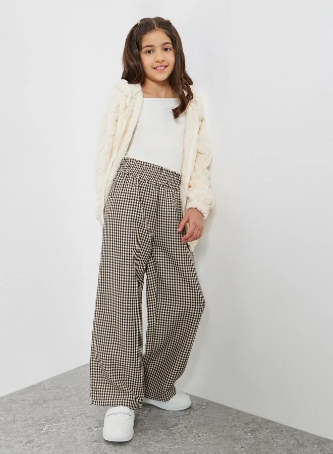 Styli Girls Checkered Wide-Leg Trousers