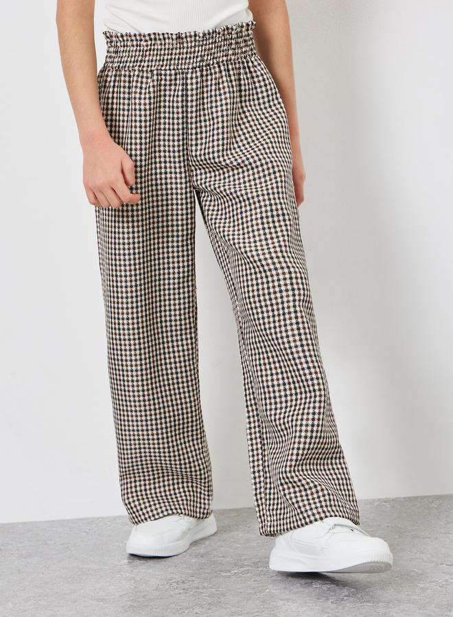 Styli Girls Checkered Wide-Leg Trousers - Image 1