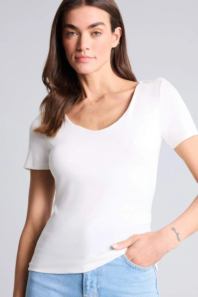 ديفاكتو Slim Fit V-Neck Basic modal Short Sleeve T-Shirt