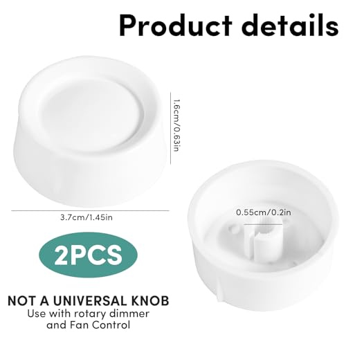 ANABIUP 2 PCS RK-WH Rotary Dimmer Knob Replacement for Rotary Dimmer Switch,Fan Control,White（No Back Panel） - Image 3