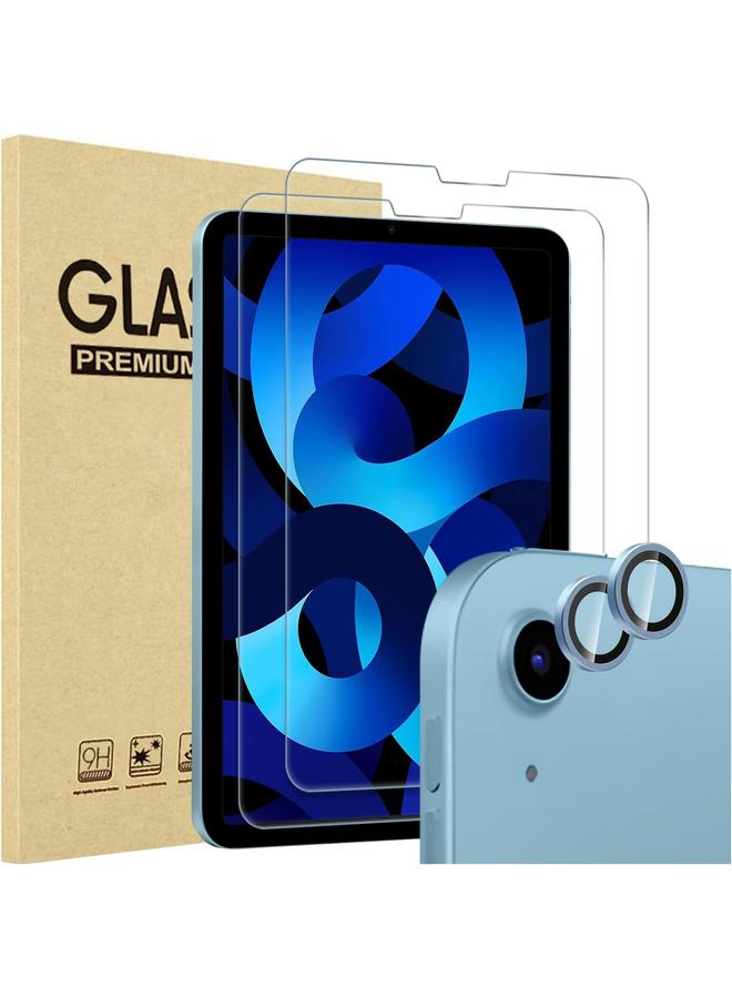 Procases 2 Pack Screen Protector For Ipad Air 5Th Air 4Th Generation 10.9" + 2 Pack Camera Lens Protector 9H Hardness Hd Clear Tempered Glass For Ipad Air Gen 4 Gen 5 Blue - Image 1