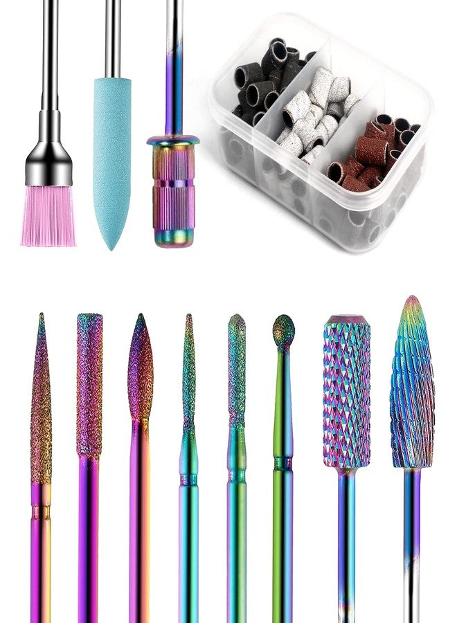 Merterfly Nail Drill Bits - 11Pcs Tungsten Carbide Bits and 75Pcs Sanding Bands for Acrylic Gel Nails - 3/32 Inch Manicure Pedicure Kit (11pcs with 75pcs sanding bands) - Image 1