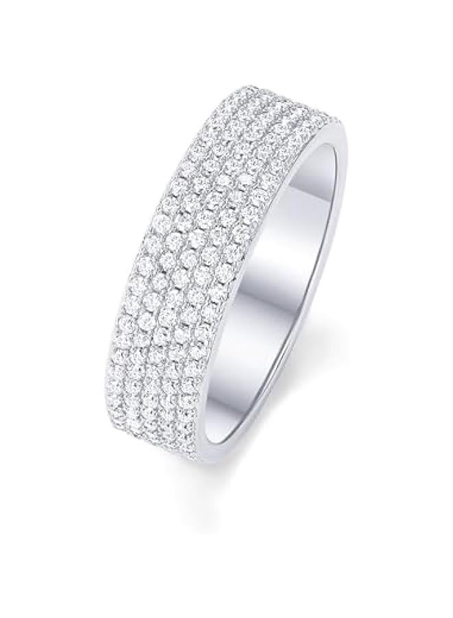 PAVOI 14K Gold Plated Cubic Zirconia Wide Eternity Statement Rings | CZ Stackable Wedding Band for Women - Image 1