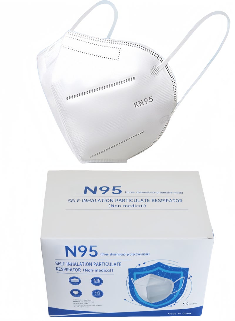 50-Piece N95 Disposable Particulate Respiratory Nanofiber Face Mask (White) - Image 1