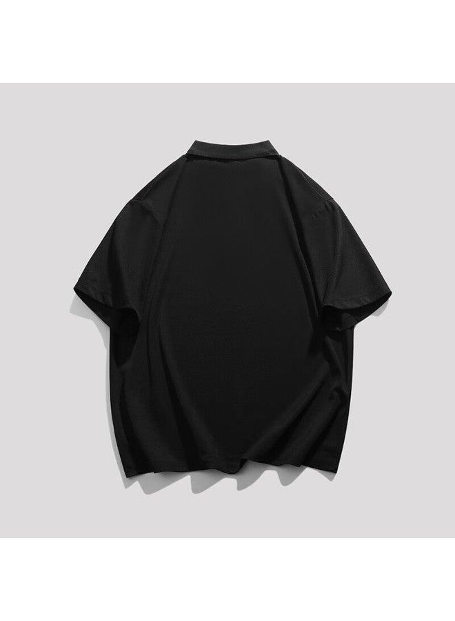 Clor Men's Short Sleeve Summer Polo Loose Bottoming Shirt Trendy Casual Thin Top T-shirt Pl01 Black 2XL - Image 3
