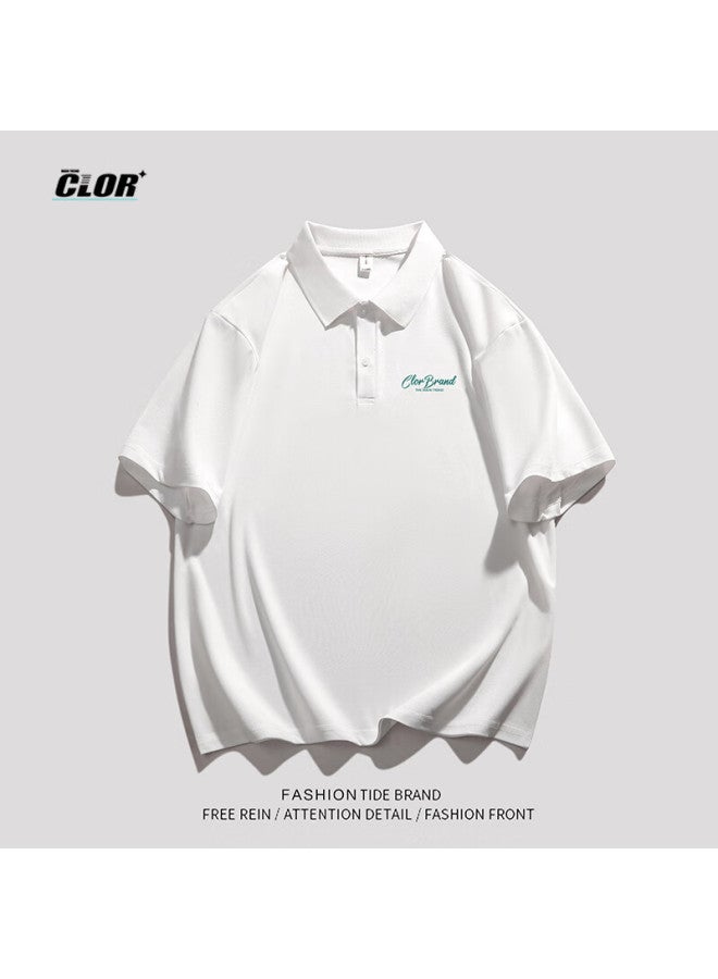 Clor Men's Short Sleeve Summer Polo Loose Bottoming Shirt Trendy Casual Thin Top T-shirt Pl01 Black 2XL - Image 4
