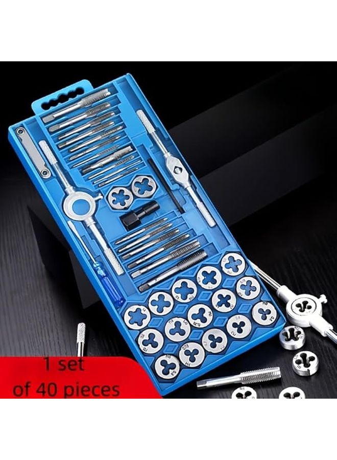 40 Piece Metric Tap And Die Set Thread Restorer Kit With Straight Spiral Flute Taps - Image 3