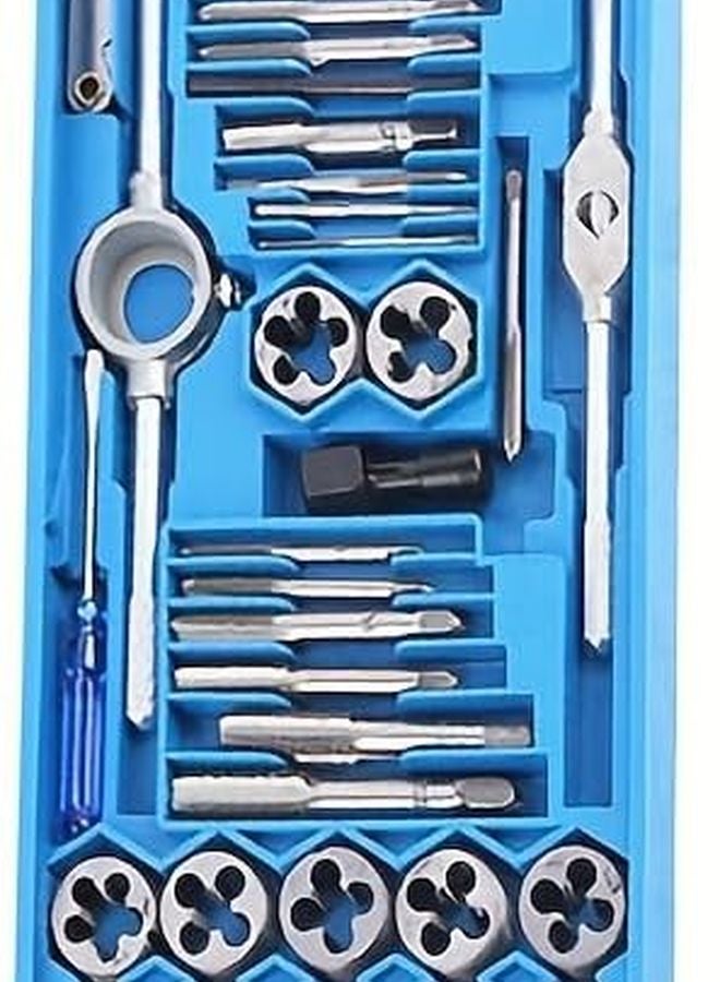 40 Piece Metric Tap And Die Set Thread Restorer Kit With Straight Spiral Flute Taps - Image 2