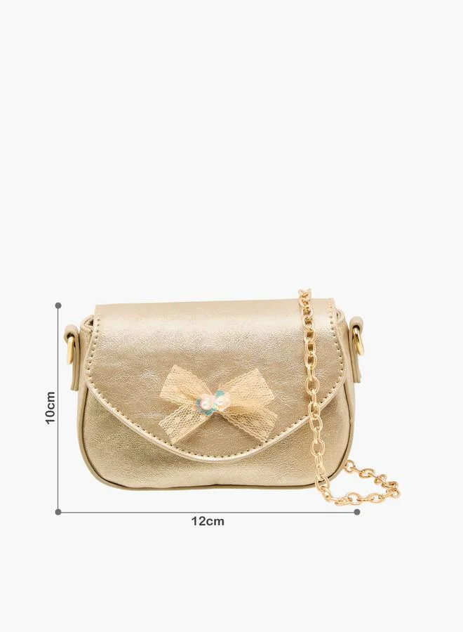 Flora Bella By Shoexpress Bow Embellished Crossbody Bag with Chain Strap