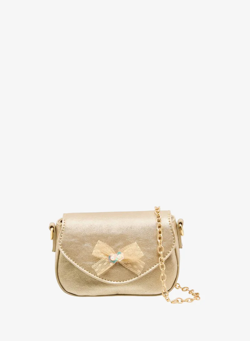 Flora Bella By Shoexpress Bow Embellished Crossbody Bag with Chain Strap