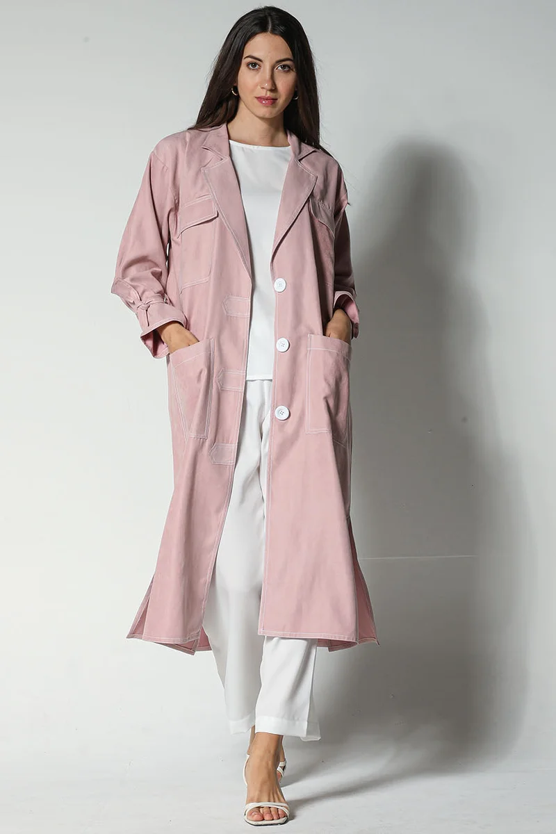 Moistreet Pocket Detailed Crepe Top & Pants Set