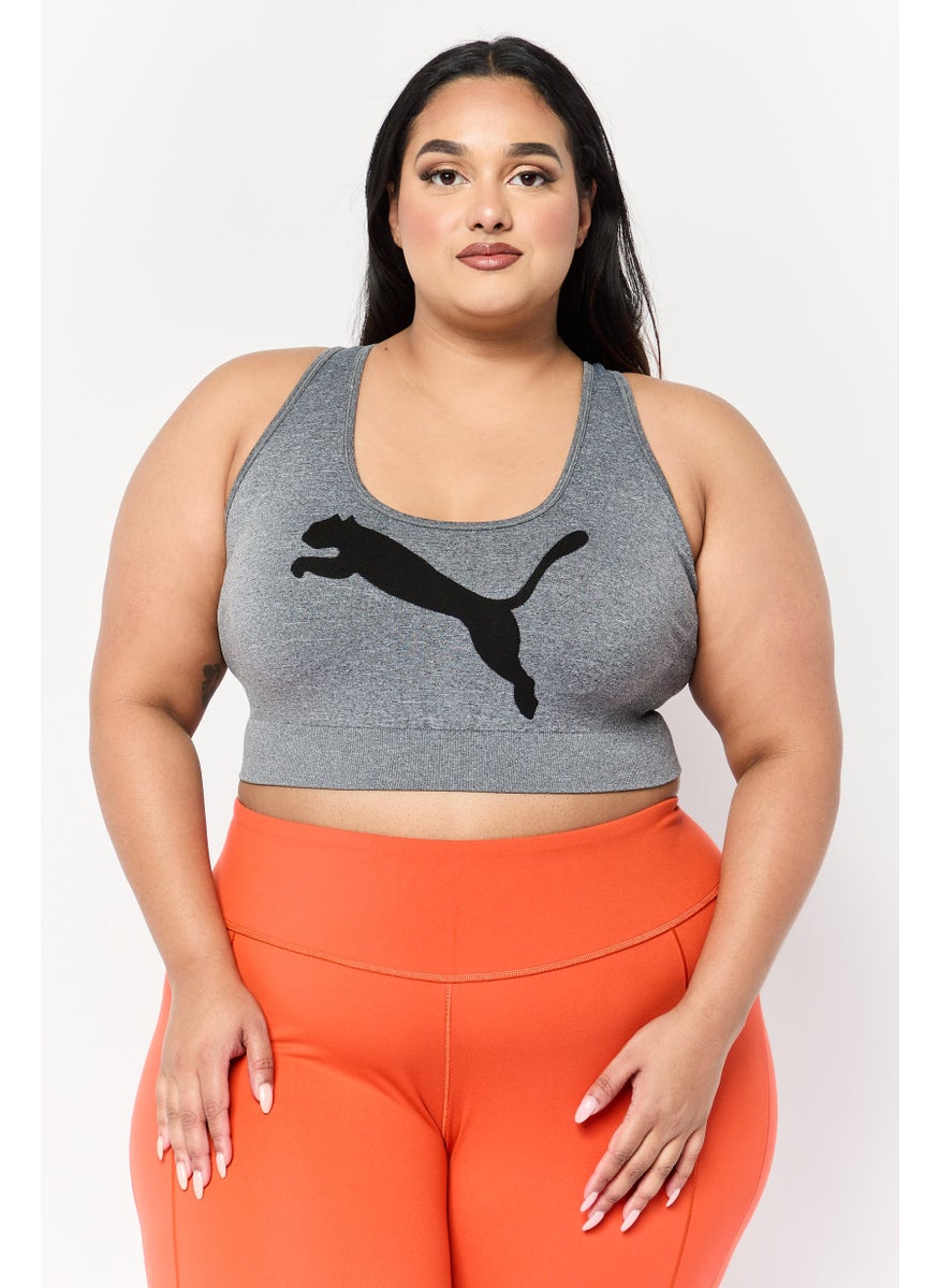 PUMA Women Plus Size Brand Logo Padded Outdoor Sports Bra, Grey  - Image 1
