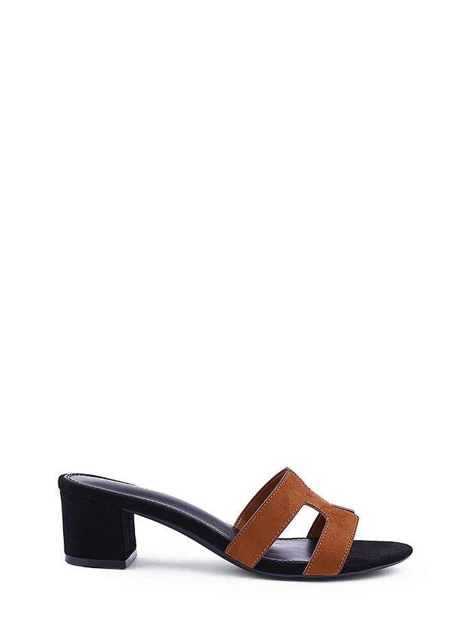 Womens suede H block heeled sandal