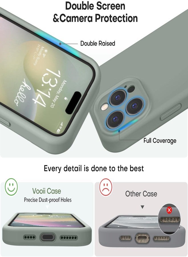 Vooii Compatible with iPhone 16 Pro Case, Liquid Silicone Upgrade [Camera Protection] [Soft Anti-Scratch Microfiber Lining] Shockproof Phone Case for iPhone 16 Pro 6.3 inch - Calke Green - Image 3