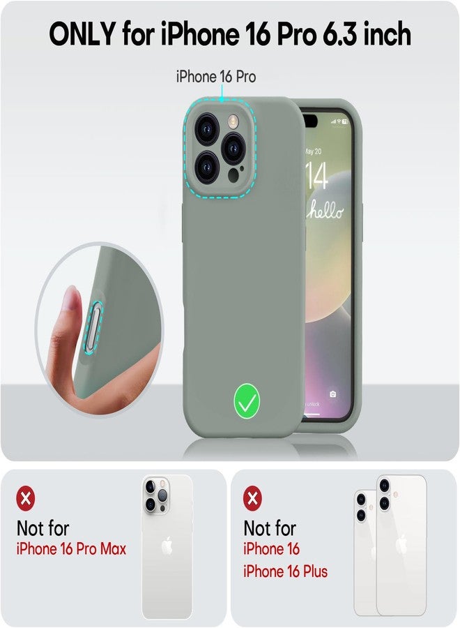 Vooii Compatible with iPhone 16 Pro Case, Liquid Silicone Upgrade [Camera Protection] [Soft Anti-Scratch Microfiber Lining] Shockproof Phone Case for iPhone 16 Pro 6.3 inch - Calke Green - Image 5