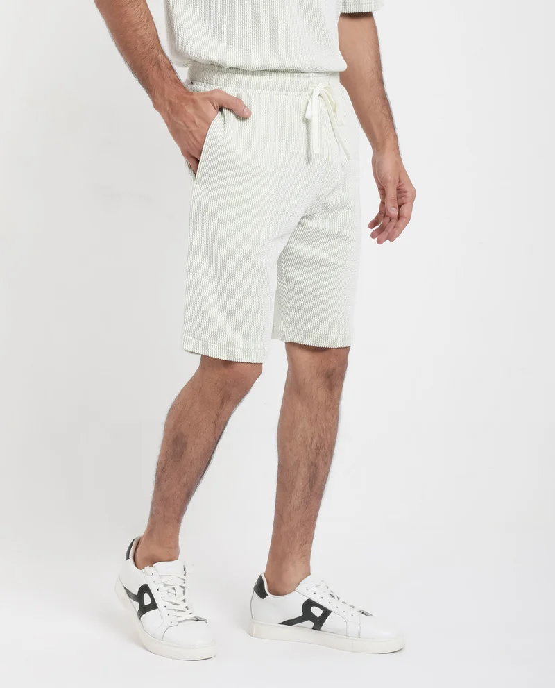 Rare Rabbit Men's Self Stripe Textured Shorts