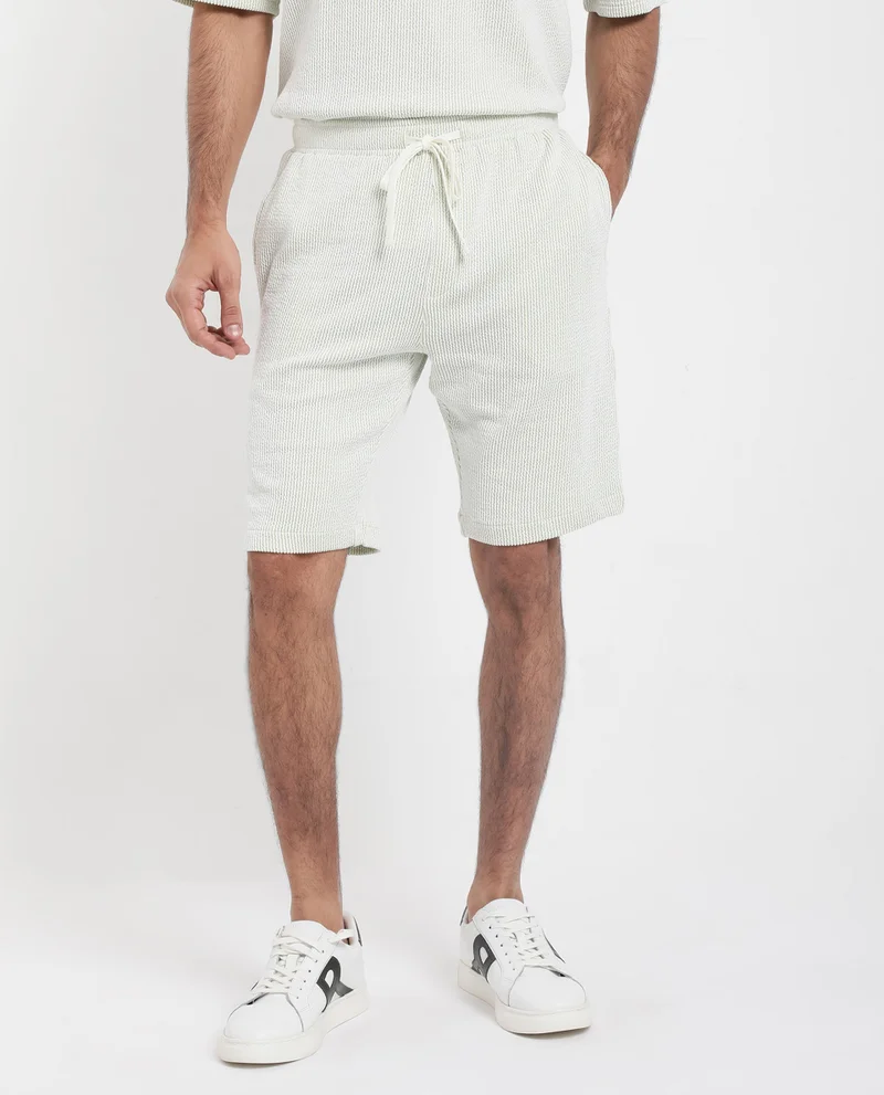 Rare Rabbit Men's Self Stripe Textured Shorts