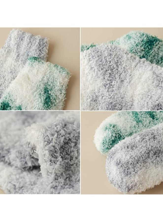 SYOSI 5 Pairs Women Fuzzy Socks Fluffy Soft Slipper Warm Cozy Sleeping Socks, Fluffy Soft Socks, Winter Comfortable Slipper Socks Thermal Towel Striped Socks for Daily Wear, Home, Bed - Image 3