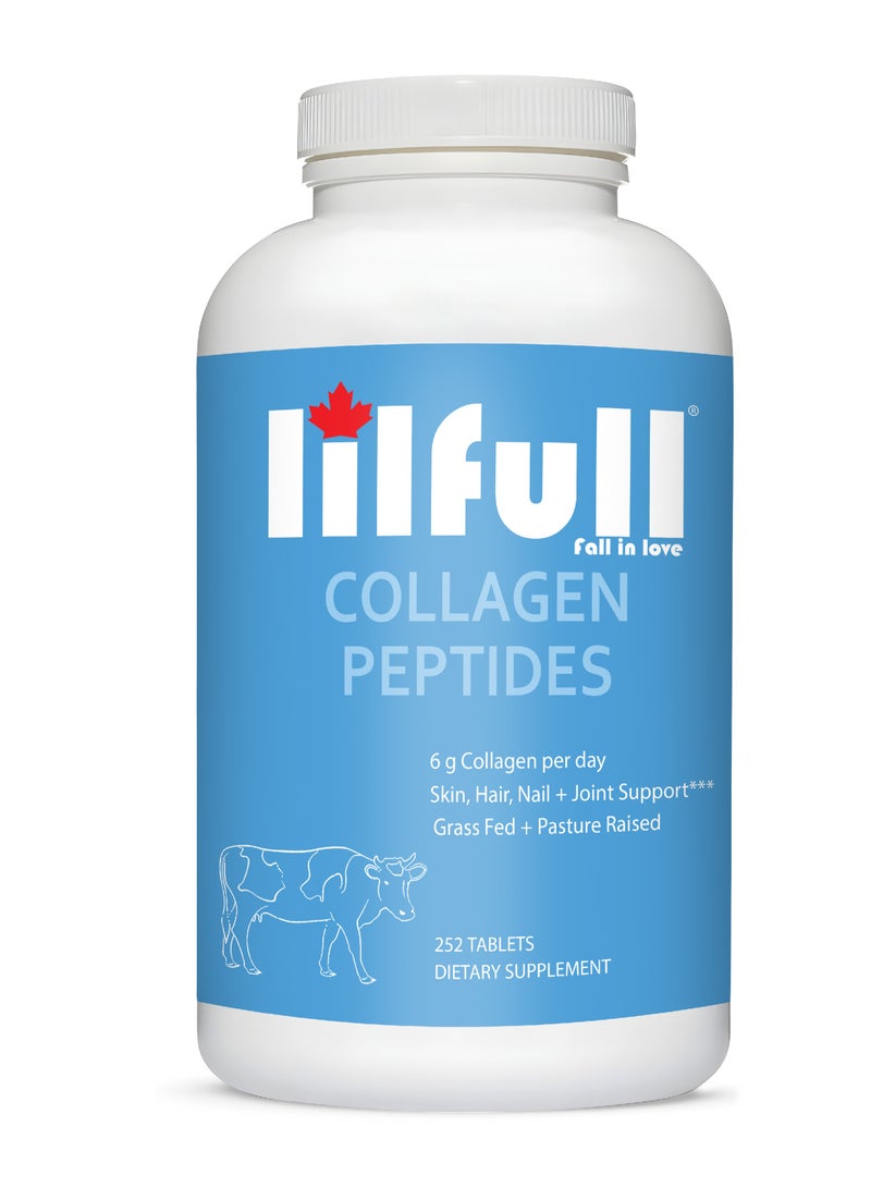 lilfull Hydrolyzed Bovine Collagen Peptides (6000mg) with Vitamin C – 252 Tablets - Image 1