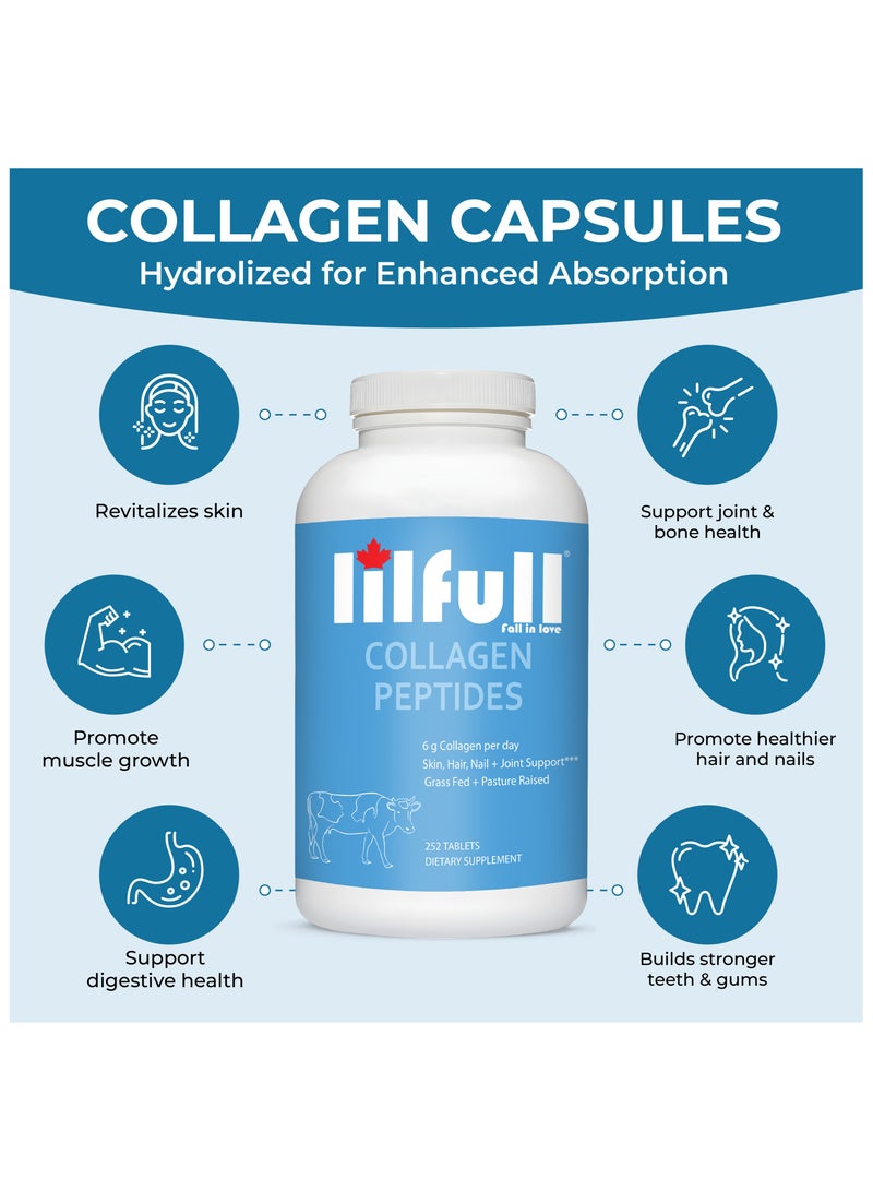 lilfull Hydrolyzed Bovine Collagen Peptides (6000mg) with Vitamin C – 252 Tablets - Image 4