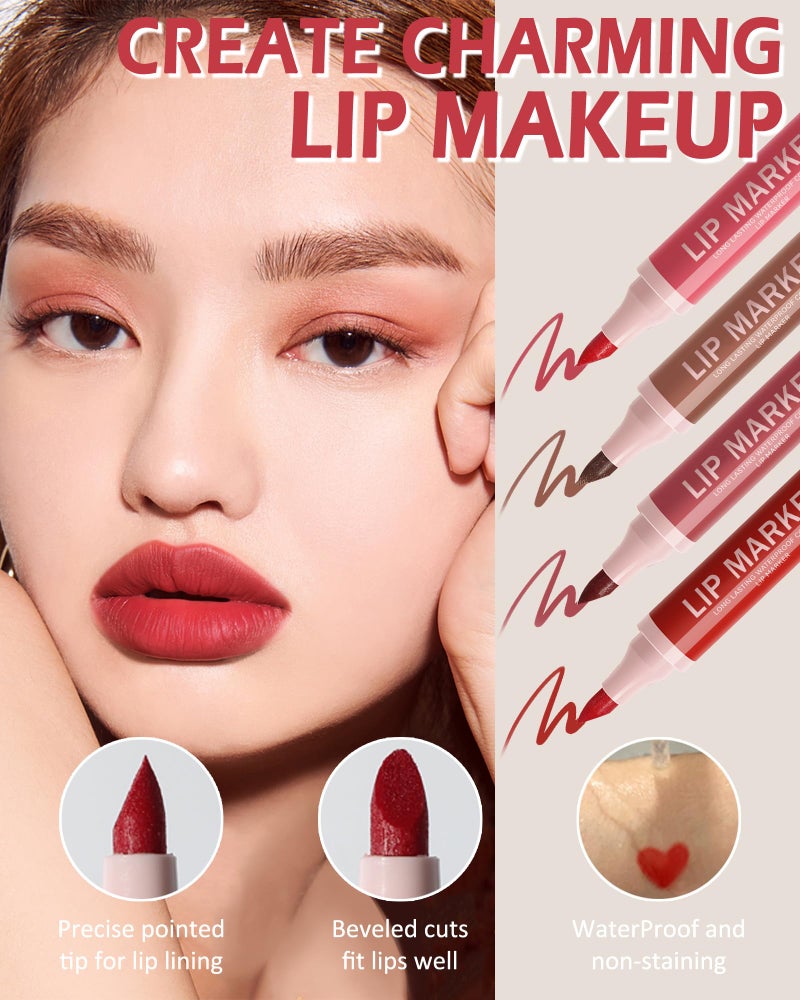 LYSdefeu Lip Stain Makeup Pen-1Pcs Berry Pink Hydrating Lip Stain Liquid Lip Liner Pencil, Matte Color Look, Longlasting Waterproof Smudgeproof Natural Finish,Precise Chisel Tip Smooth,Makeup Gift for Women-01 - Image 5