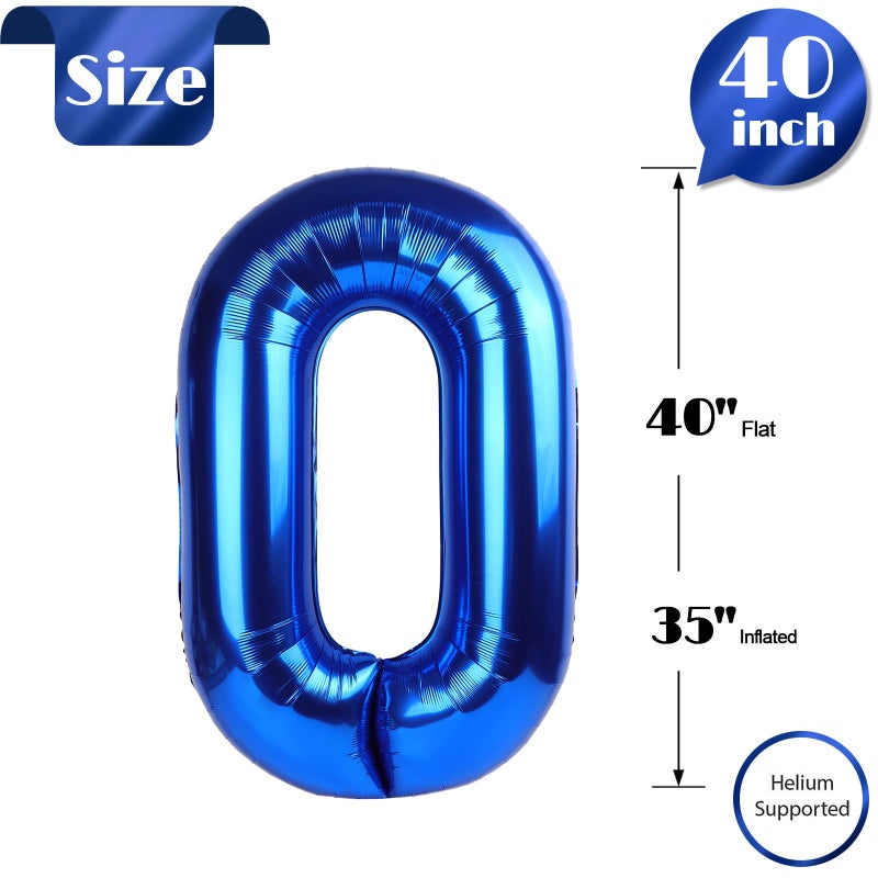 IWERP Navy Blue Number Balloon 40 Inch, 0 Number Balloons, 10 20 30 40 50 Numbers Balloon Birthday Decorations, Blue Party Supplies for Boy Men - Image 4