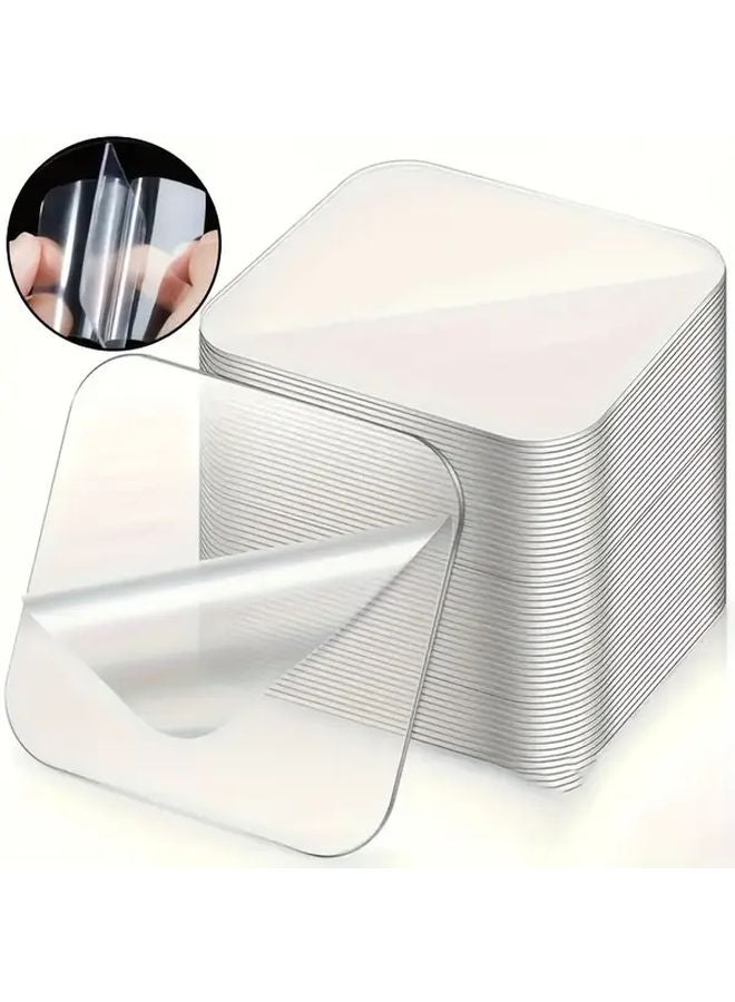 30 قطعة من الخطافات اللاصقة الشفافة ذات الوجهين 2.36 × 2.36 بوصة شرائط تركيب بدون بقايا - Image 2