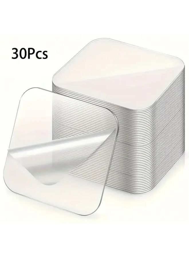 30 قطعة من الخطافات اللاصقة الشفافة ذات الوجهين 2.36 × 2.36 بوصة شرائط تركيب بدون بقايا - Image 1