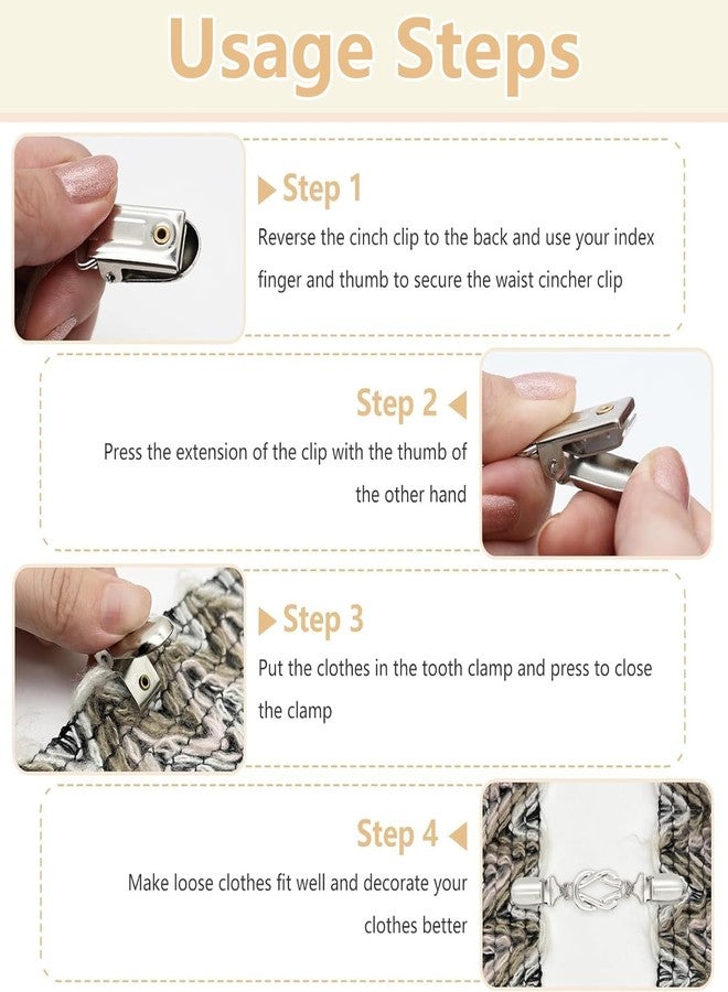 Pmeixcy 2pcs Cardigan Clip for Women Set, Cinch Clip, Shirt Clips Women, Classic Style, Silver and Gold，for Fixed Cardigan and Shawl with Formal Occasions - Image 4