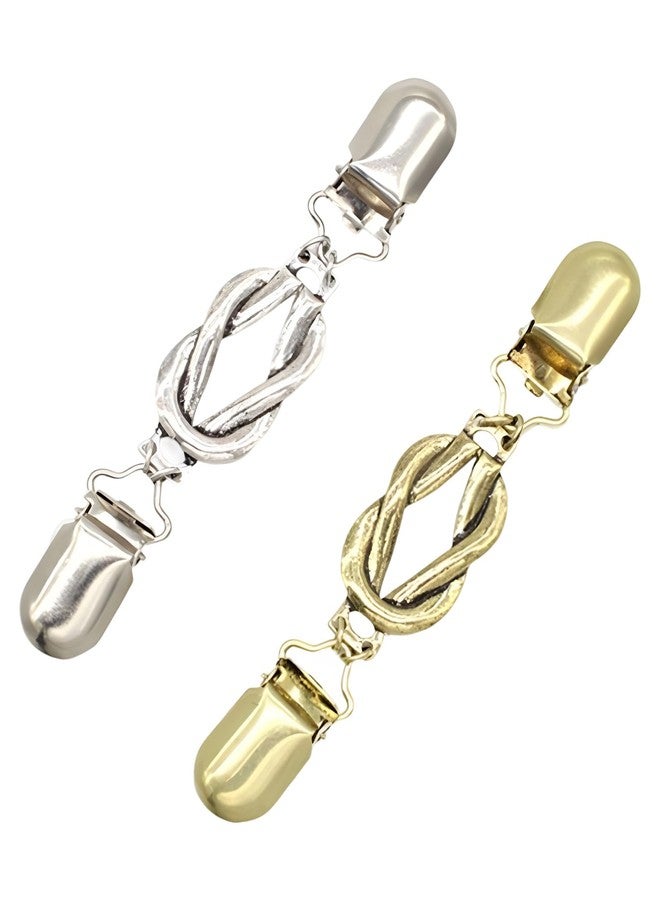 Pmeixcy 2pcs Cardigan Clip for Women Set, Cinch Clip, Shirt Clips Women, Classic Style, Silver and Gold，for Fixed Cardigan and Shawl with Formal Occasions - Image 1