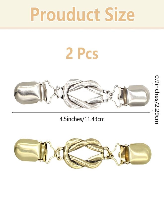 Pmeixcy 2pcs Cardigan Clip for Women Set, Cinch Clip, Shirt Clips Women, Classic Style, Silver and Gold，for Fixed Cardigan and Shawl with Formal Occasions - Image 2