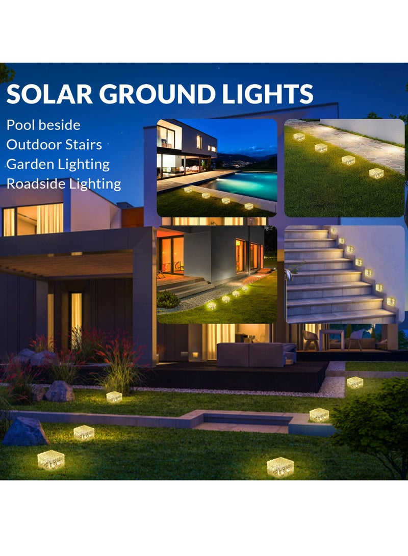 Barakah Solar Brick Lights, 6 PCS LED Warm White Outdoor Waterproof Solar Landscape Path Lights, 600mAh, Ice Cube Style for Garden, Patio, Lawn, Yard, Walkway Decor - Image 5