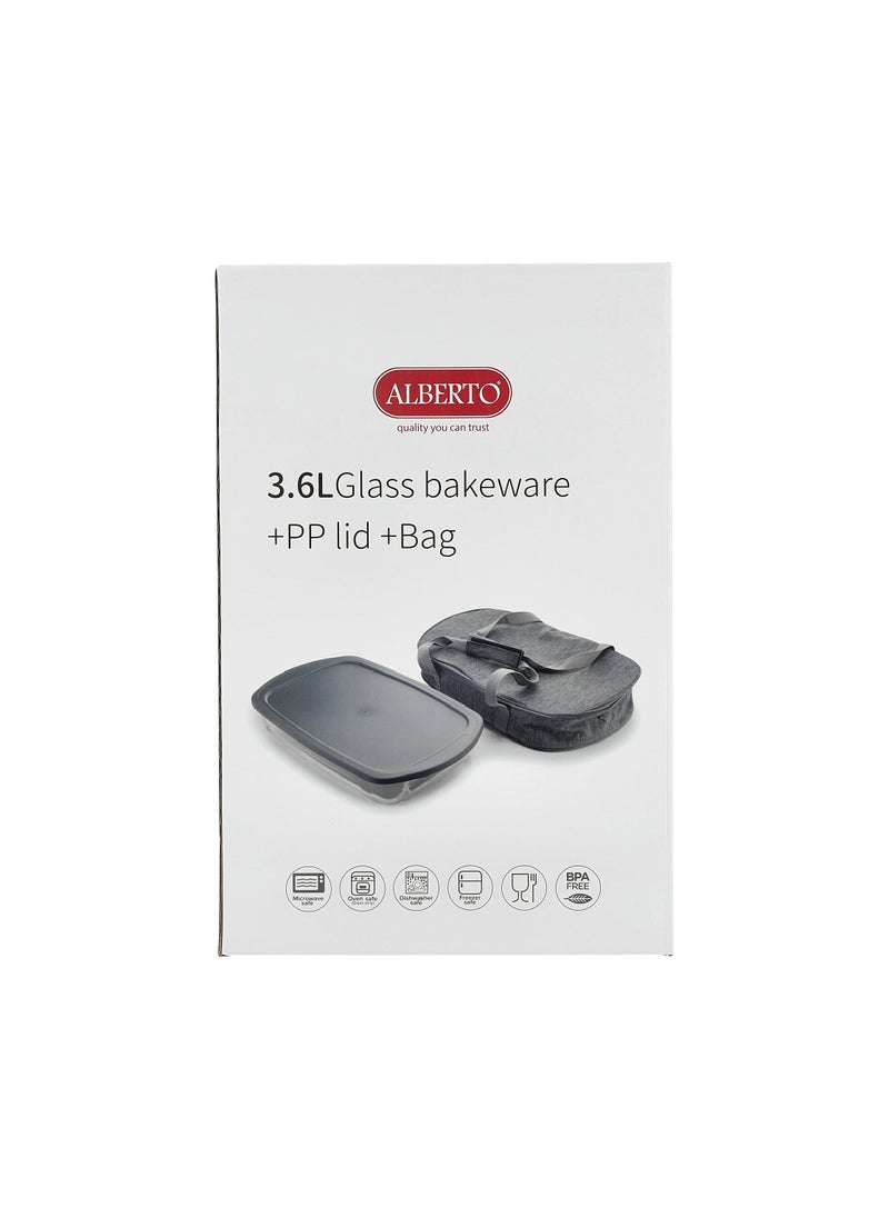 ALBERTO 3.6L Glass Baking Dish w/ PP lid + Bag Set  - Image 5