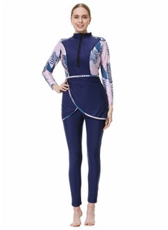NIBEMINENT 3-Piece Women Conservative Swimsuit Set Muslim Sun Protection Split Design Beachwear Skirt  - Image 1