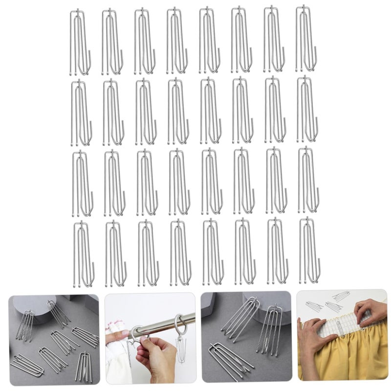 30 Pcs Stainless Steel Curtain Pleater Hooks Four Prong Design Easy to Install Replacement Clips - Image 4