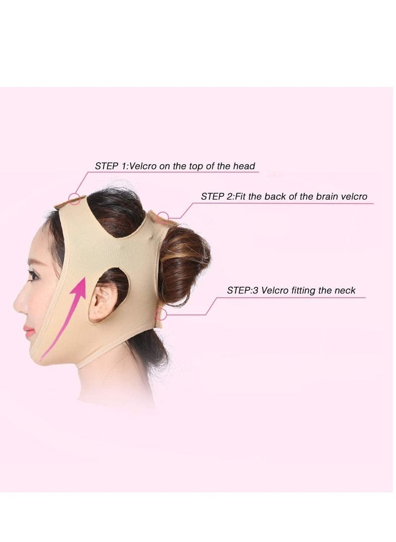 althiqahkey - Face Lifting Slimming Belt, Facial Cheek V Shape Thin Mask Strap Face Line Smooth Breathable Compression Double Chin Reduce Bandage Size M - Image 1